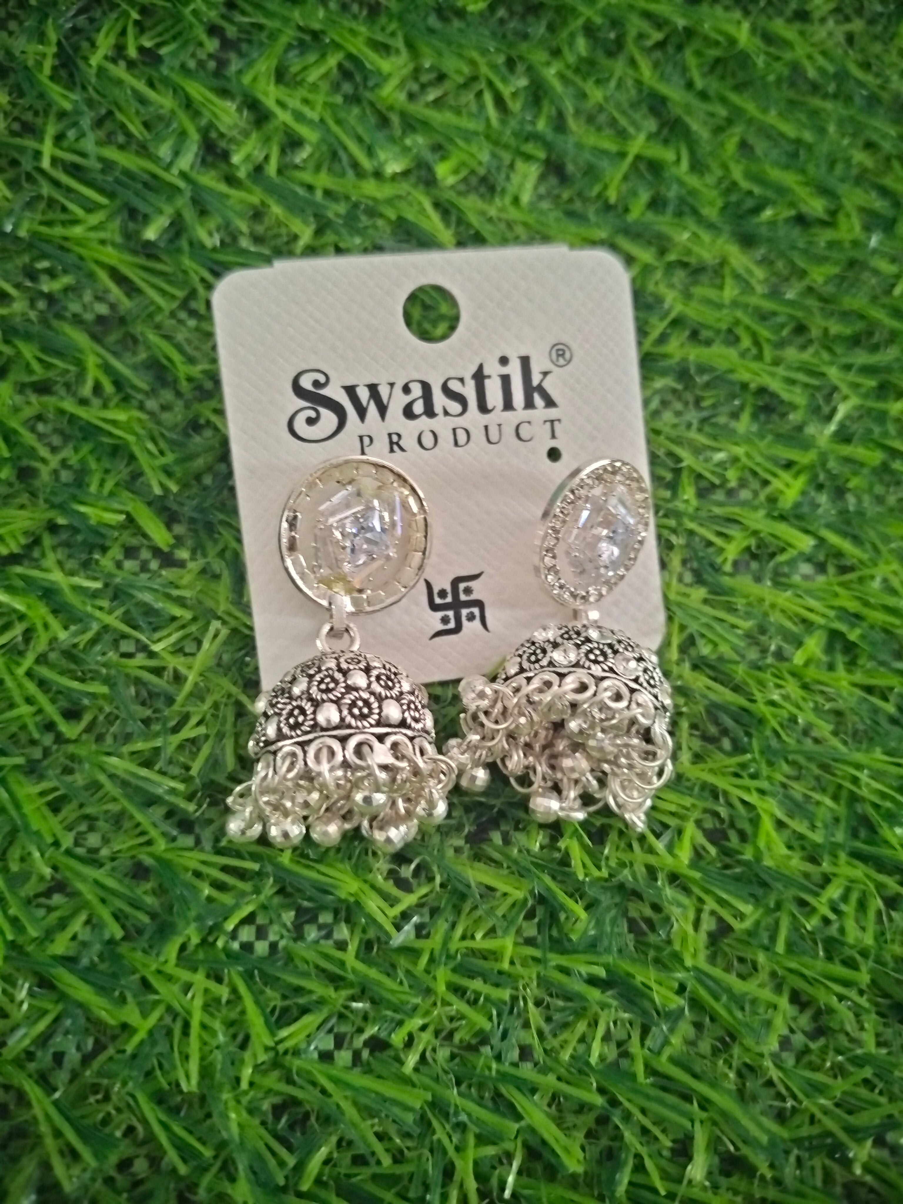 White metal jhumkas