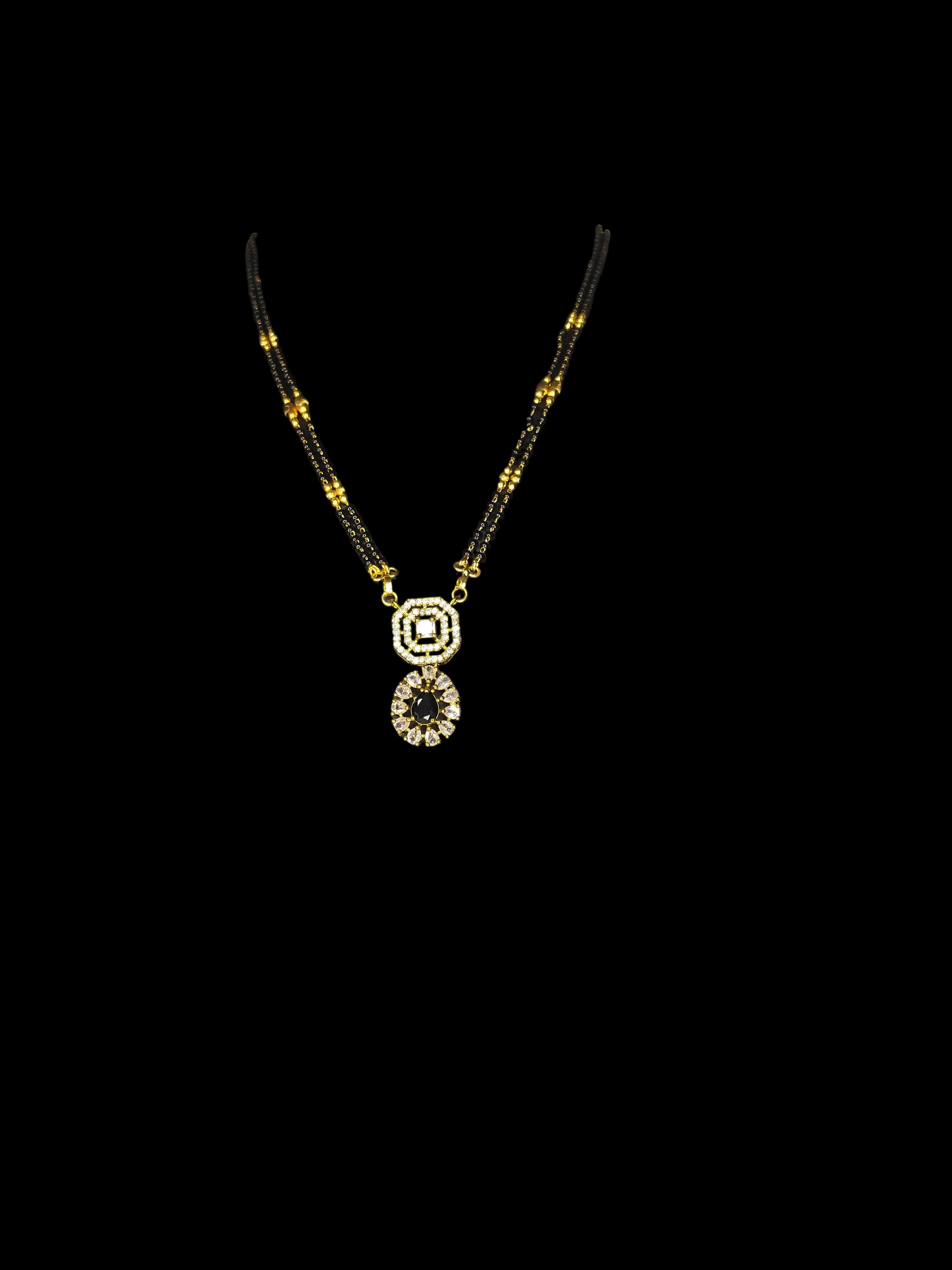 Black beads (nallapusalu) 2 step chain with beautiful pendant