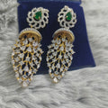 GJ Diamond finish CZ Jhumka Earrings with Emerald Accent