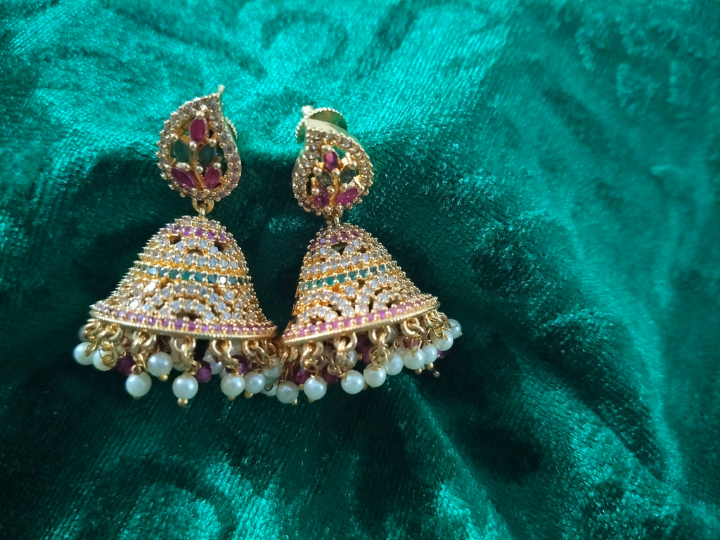 Big cz Jhumkas