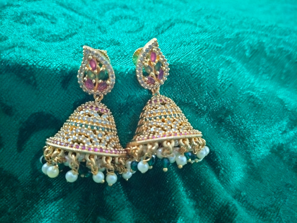 Big cz Jhumkas